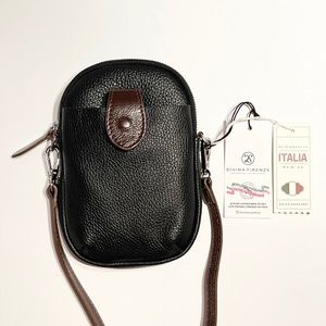 Divina Firenze Amanda Black/Brown Pebble Leather Bag
